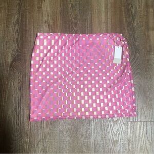 BP Pink Geometric Print Mini Skirt Size‎ L Stretchy Bodycon Y2K Retro